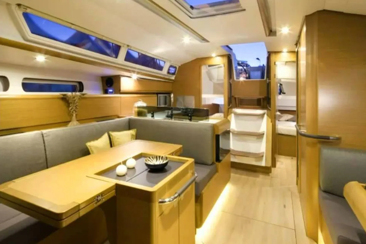 Salon of Sunflower, a Jeanneau Sun Odyssey 45 sailboat at Athens, Greece