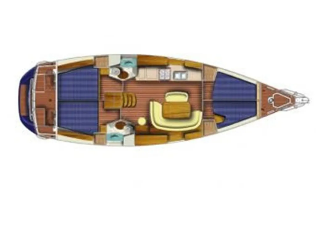 Floor plan of Sunflower, a Jeanneau Sun Odyssey 45 sailboat at Athens, Greece