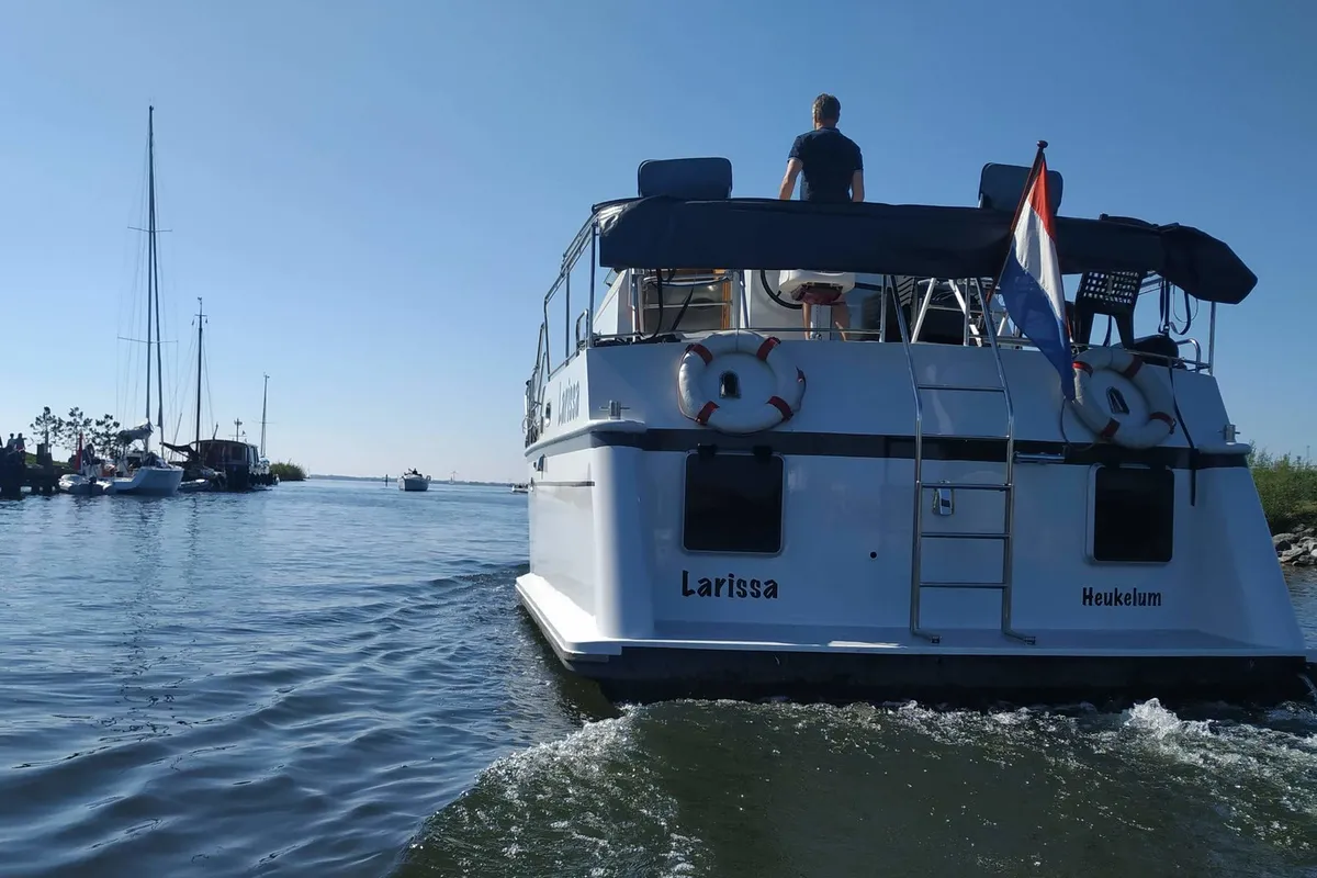 Exterior view of Larissa, a Gulet Merenpoort 1100s motorboat at Heukelum, Netherlands