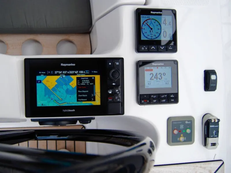 Cockpit of Rigel (Electric Heads, Inverter), a Elan Impression 45 sailboat at Athens, Greece