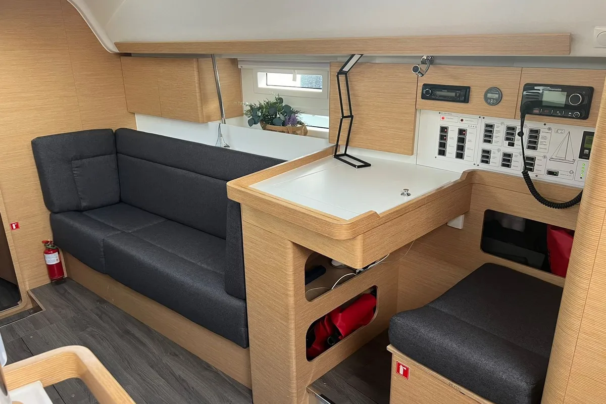 Salon of Rigel (Electric Heads, Inverter), a Elan Impression 45 sailboat at Athens, Greece