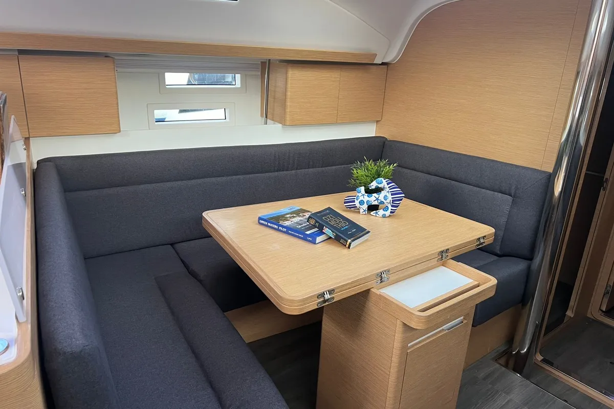 Salon of Rigel (Electric Heads, Inverter), a Elan Impression 45 sailboat at Athens, Greece