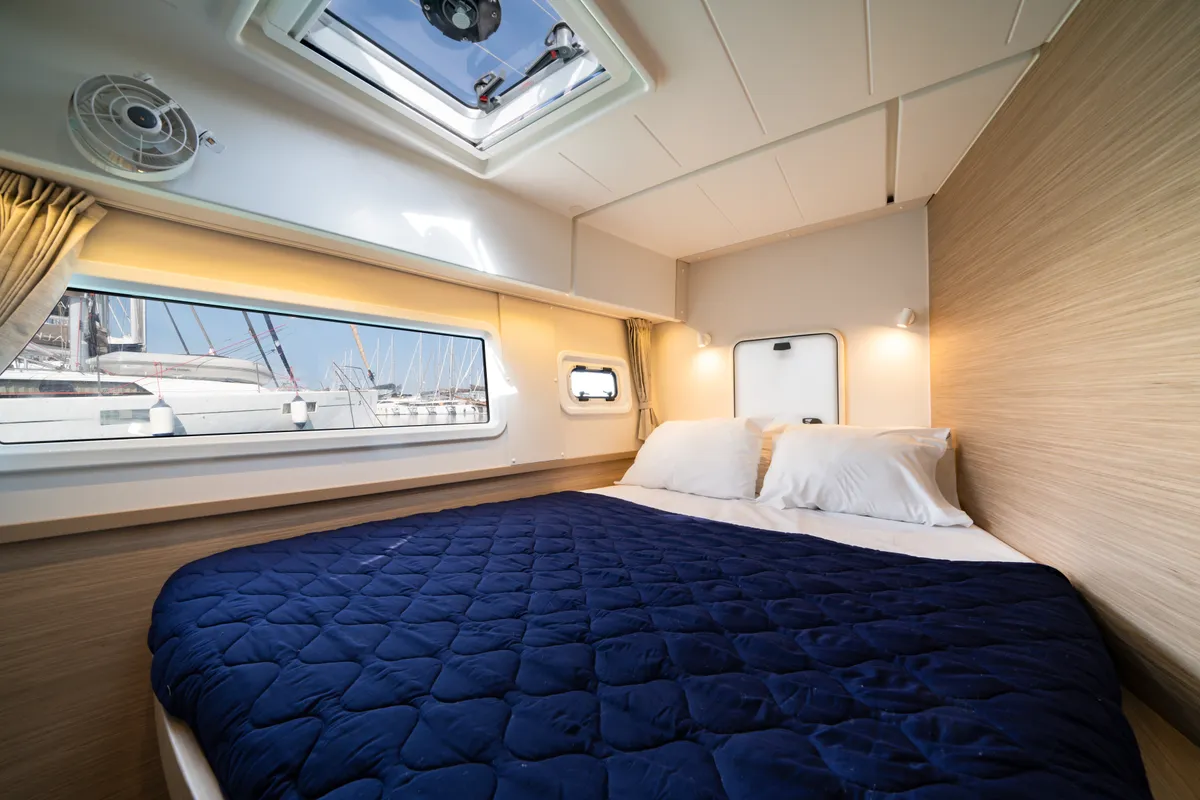 Cabin on Celena V, a Lagoon 42 catamaran at Benitses, Greece