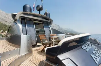 Deck of Silver Arrow, a Pearl Sea Yachts d.o.o. Pearlsea 56 Coupe motor yacht at Split, Croatia