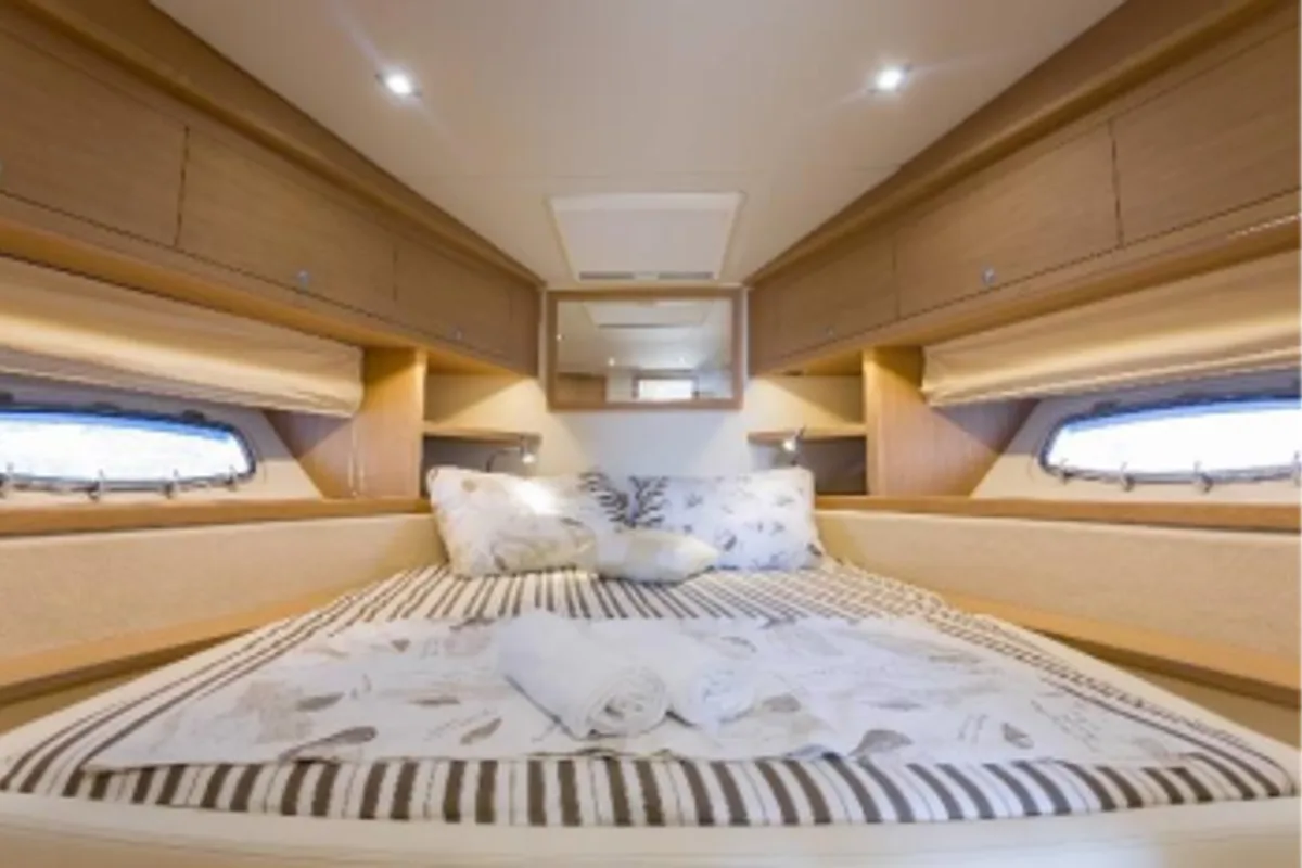 Cabin on Silver Arrow, a Pearl Sea Yachts d.o.o. Pearlsea 56 Coupe motor yacht at Split, Croatia