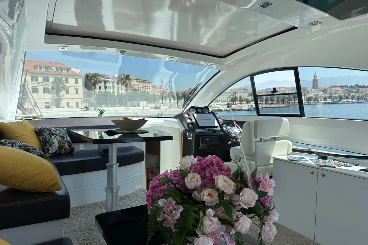 Salon of Silver Arrow, a Pearl Sea Yachts d.o.o. Pearlsea 56 Coupe motor yacht at Split, Croatia