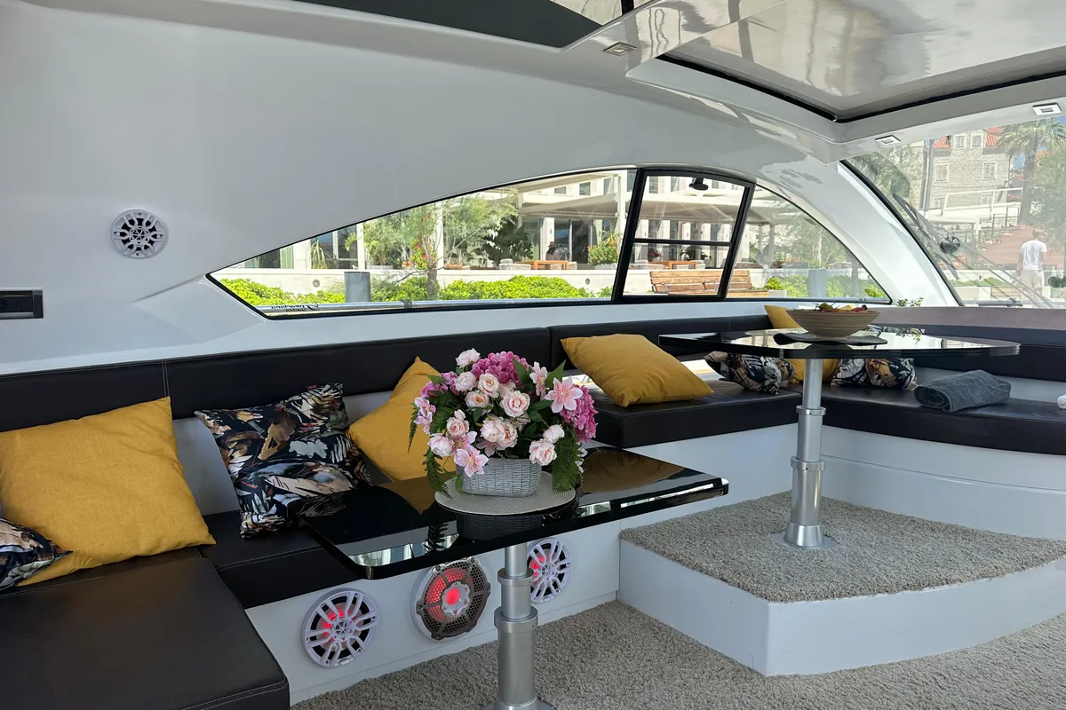 Salon of Silver Arrow, a Pearl Sea Yachts d.o.o. Pearlsea 56 Coupe motor yacht at Split, Croatia
