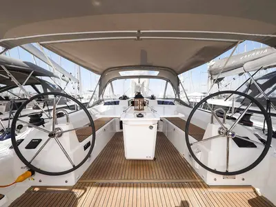 Cockpit of Moritz, a Beneteau Oceanis 40.1 ELECTRIC sailboat at Grad Biograd na Moru, Croatia