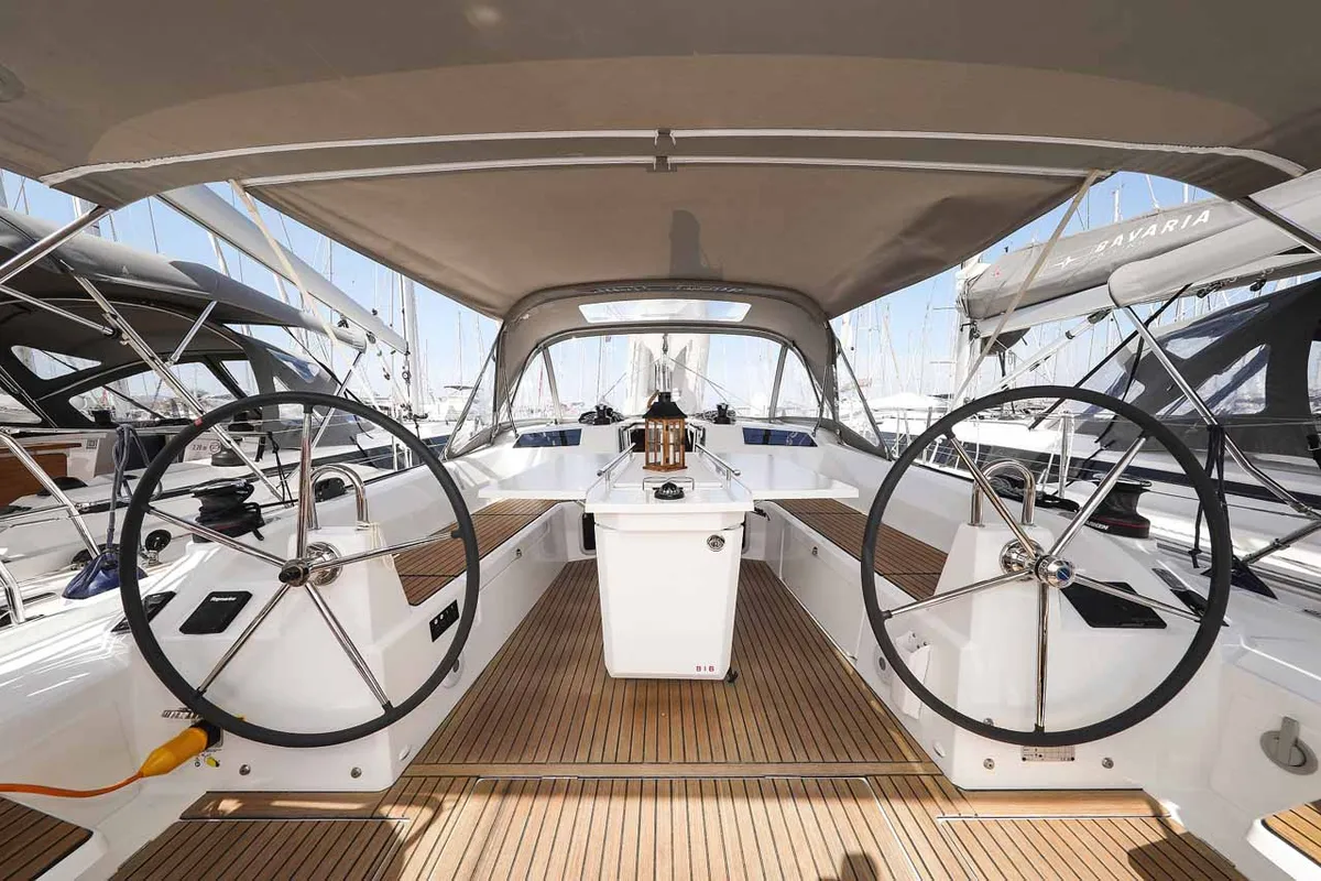 Cockpit of Moritz, a Beneteau Oceanis 40.1 ELECTRIC sailboat at Grad Biograd na Moru, Croatia