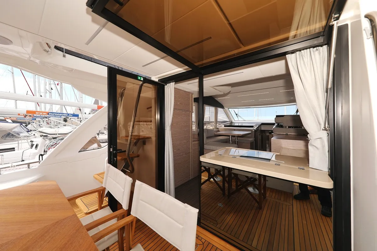 Deck of Chili, a Greenline 45 Fly motor yacht at Grad Biograd na Moru, Croatia