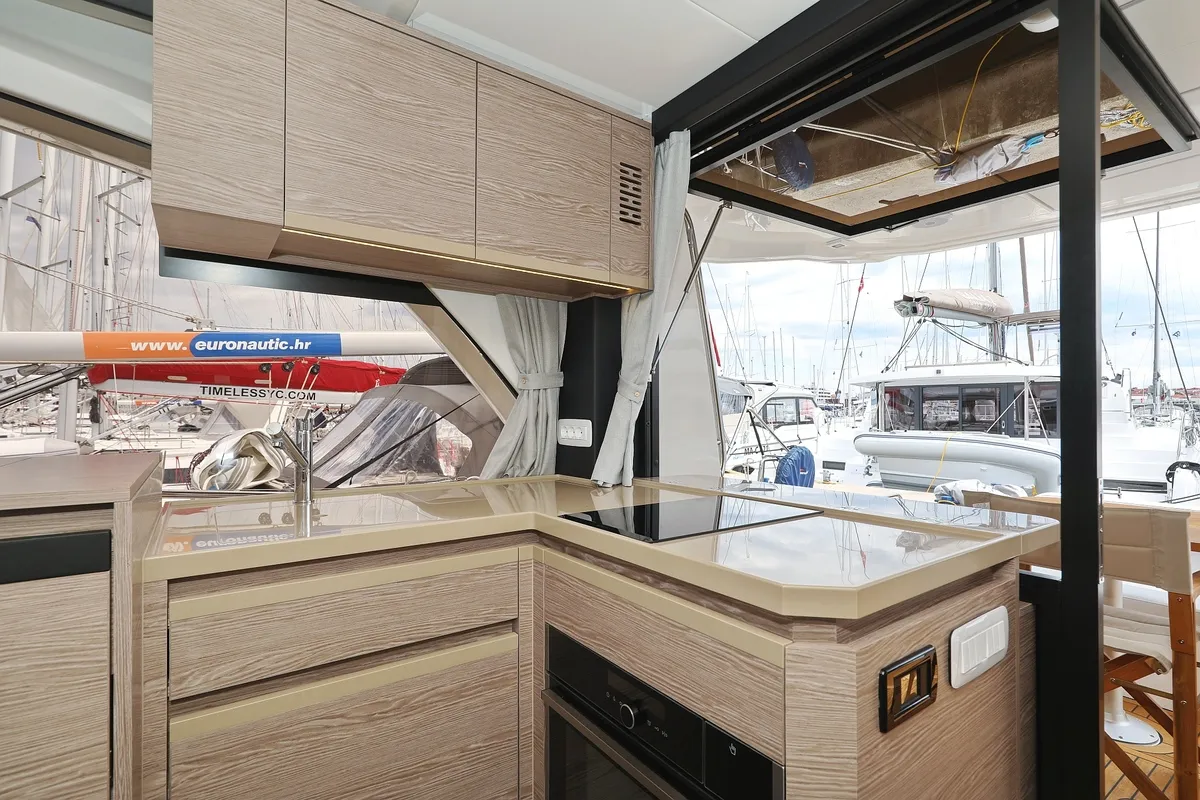 Galley of Chili, a Greenline 45 Fly motor yacht at Grad Biograd na Moru, Croatia