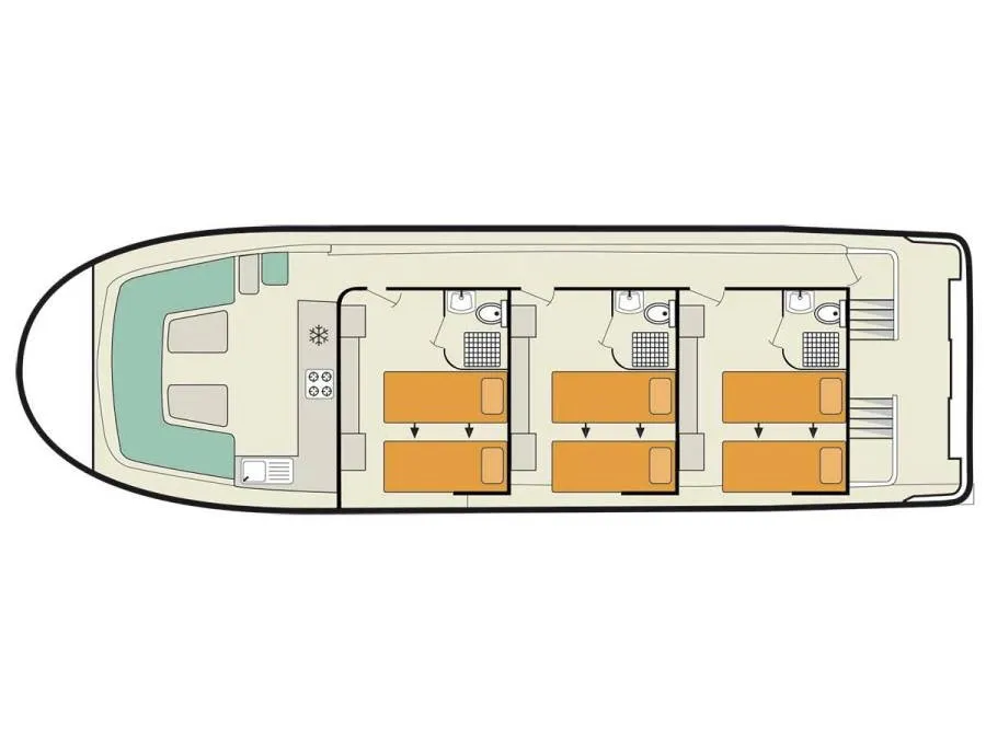 Floor plan of Vision3 - Comfort Plus 23, a Cygnet Vision 3 motorboat at Rheinsberg, Germany
