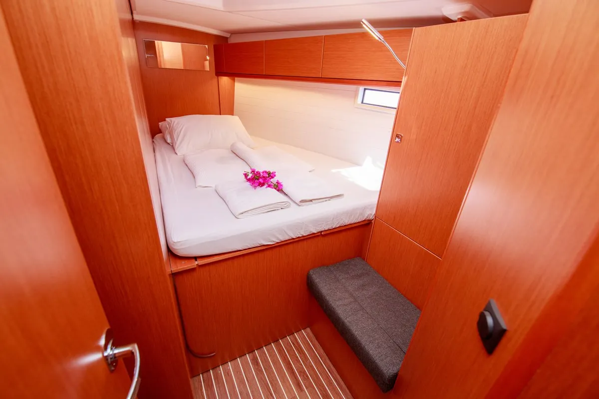 Cabin on Jenga, a Bavaria Cruiser 46 sailboat at Fethiye, Turkey