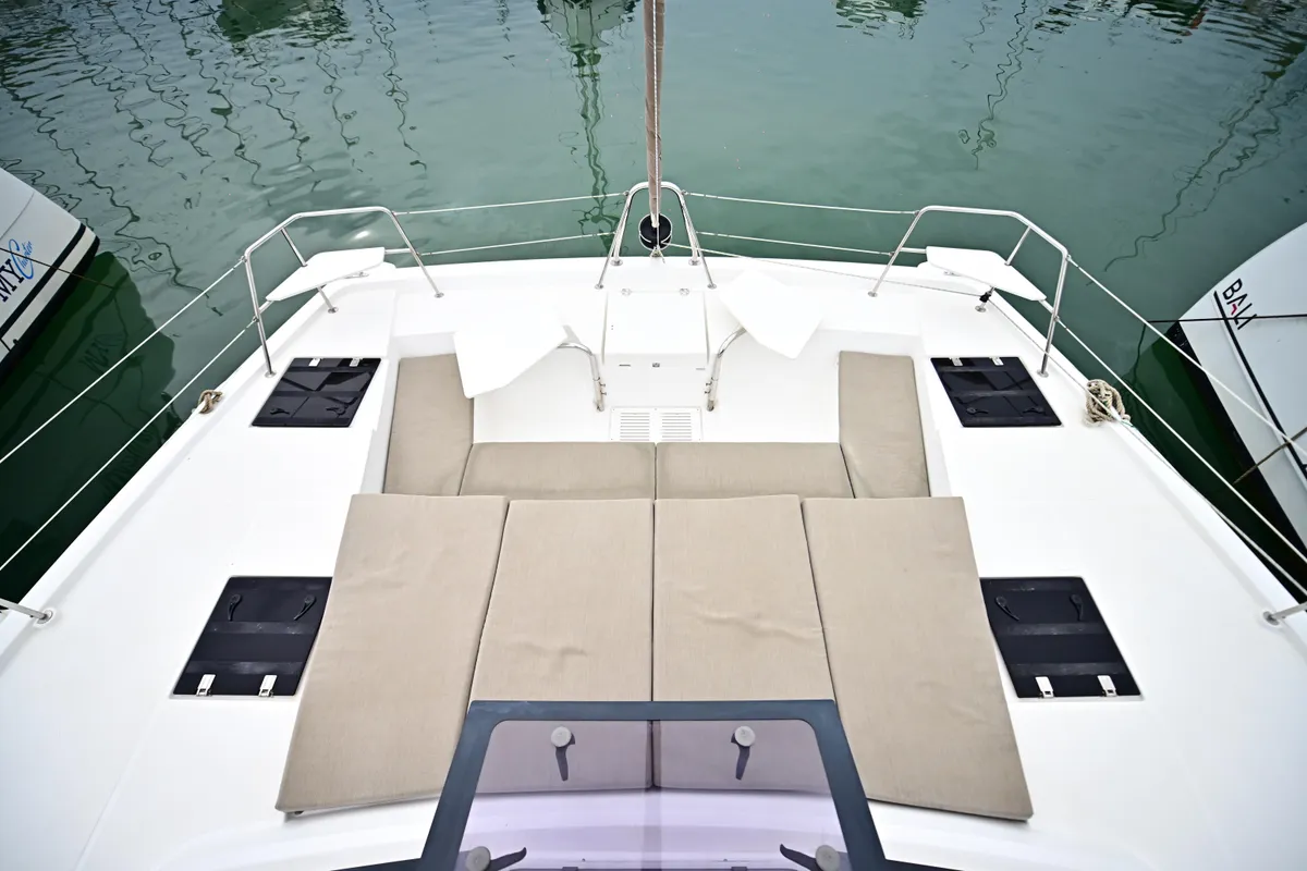 Salon of FREEDOM, a Bali Catspace catamaran at Salerno, Italy