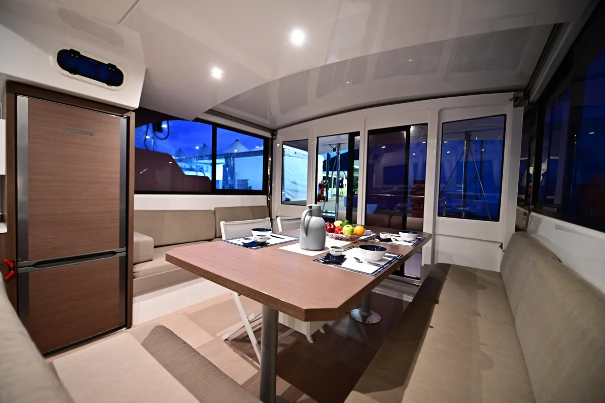 Salon of FREEDOM, a Bali Catspace catamaran at Salerno, Italy