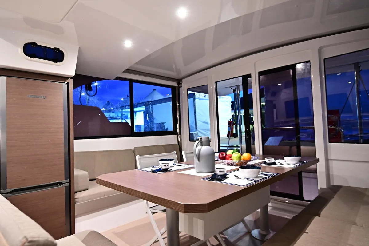 Galley of FREEDOM, a Bali Catspace catamaran at Salerno, Italy