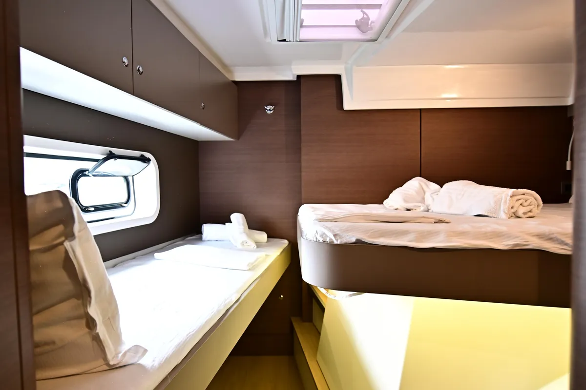 Cabin on FREEDOM, a Bali Catspace catamaran at Salerno, Italy