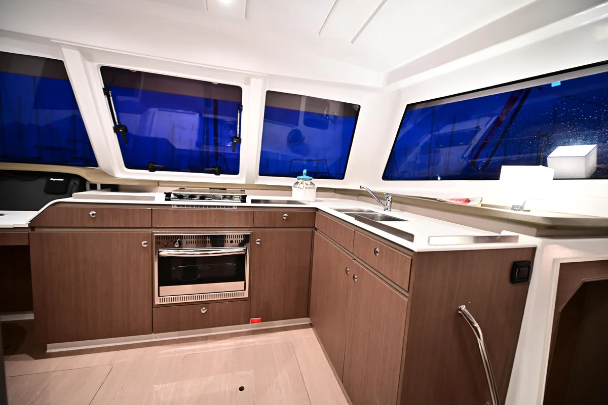 Salon of FREEDOM, a Bali Catspace catamaran at Salerno, Italy