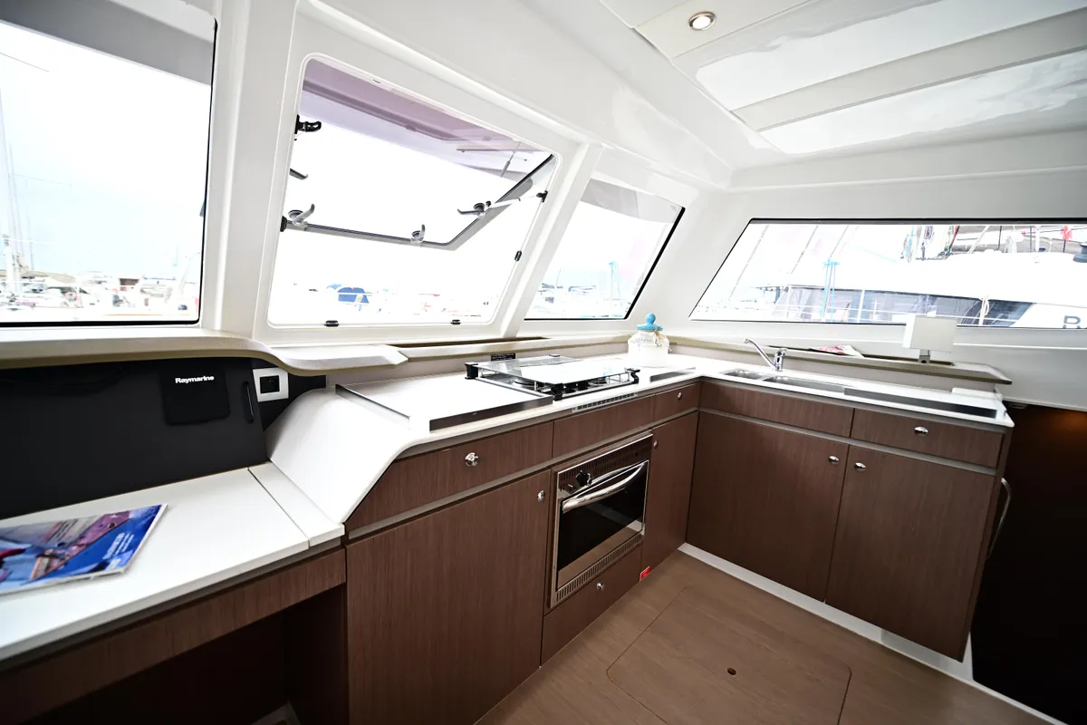 Galley of FREEDOM, a Bali Catspace catamaran at Salerno, Italy
