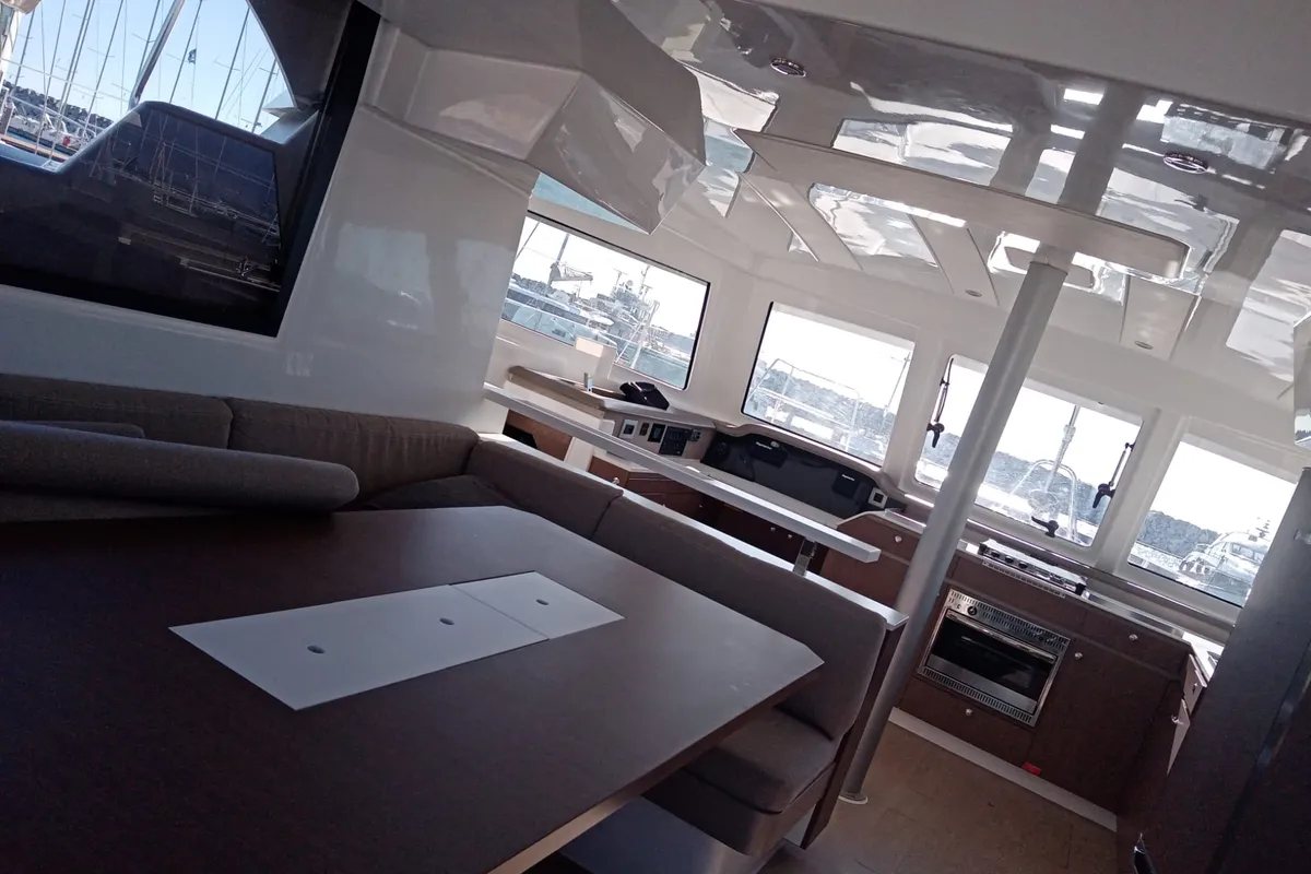 Galley of FREEDOM, a Bali Catspace catamaran at Salerno, Italy