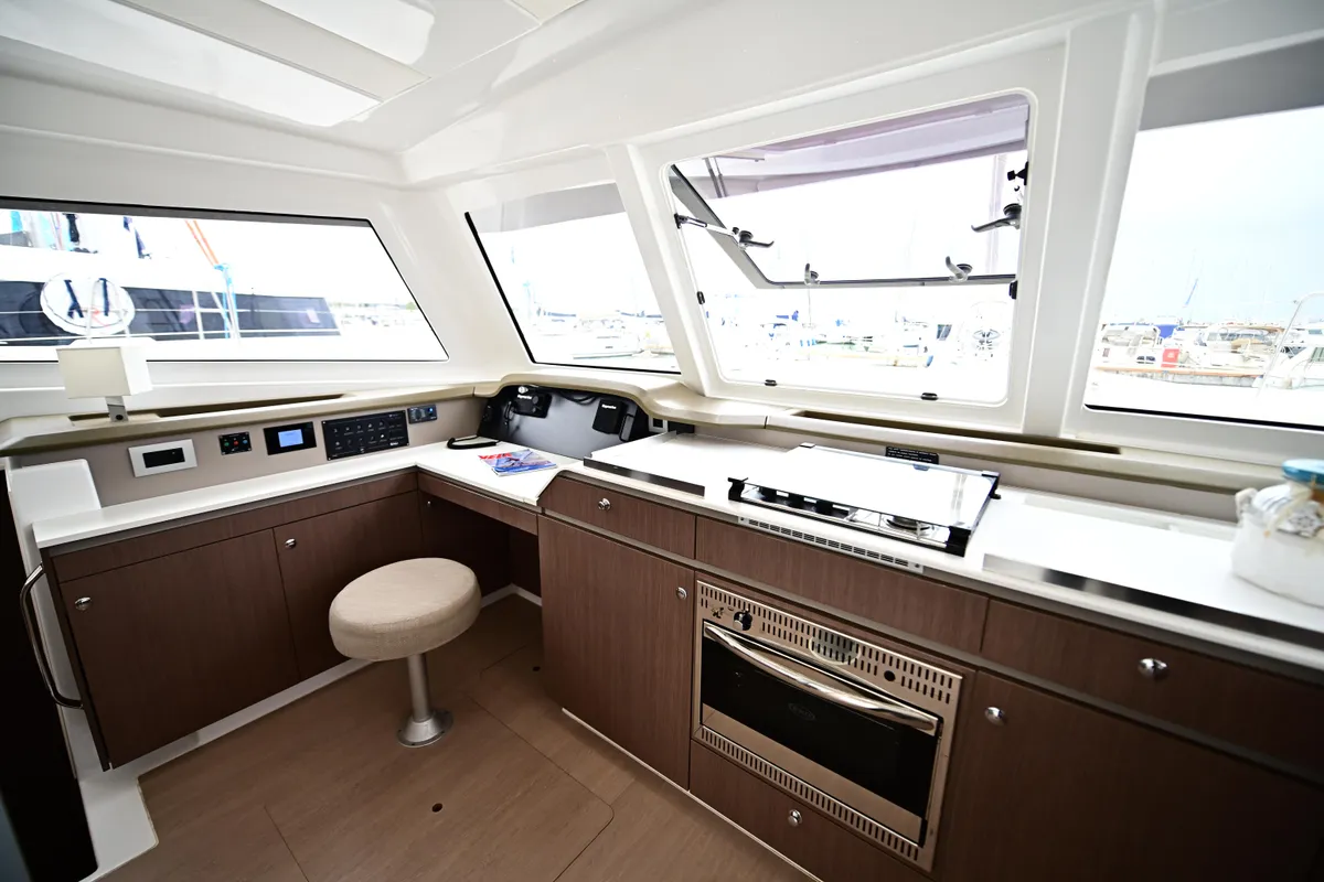 Galley of FREEDOM, a Bali Catspace catamaran at Salerno, Italy