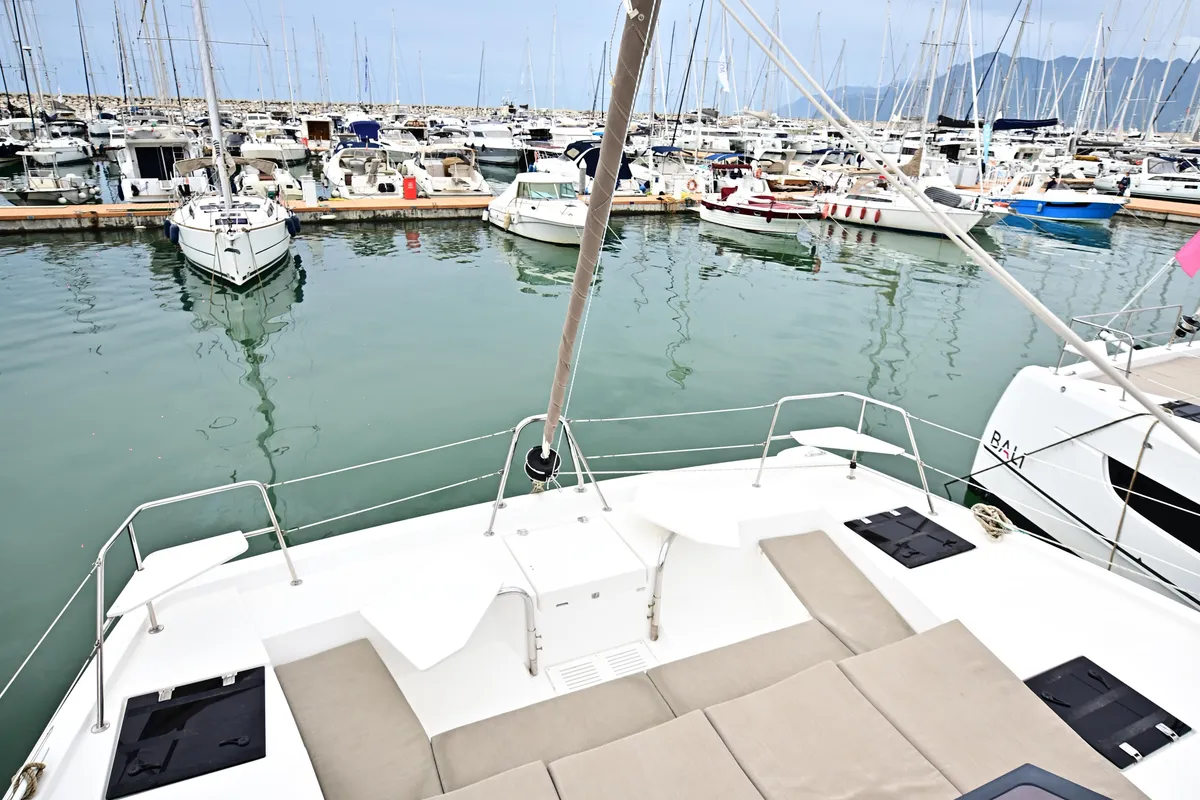 Salon of FREEDOM, a Bali Catspace catamaran at Salerno, Italy