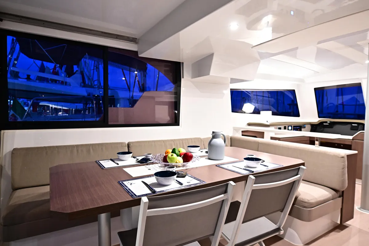 Galley of FREEDOM, a Bali Catspace catamaran at Salerno, Italy