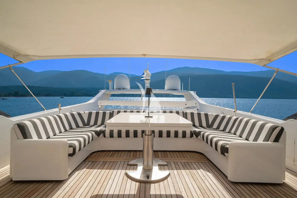Deck of Opera, a Gulet x-reuse motor yacht at Sami Municipal Unit, Greece