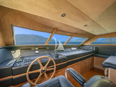 Cockpit of Opera, a Gulet x-reuse motor yacht at Sami Municipal Unit, Greece