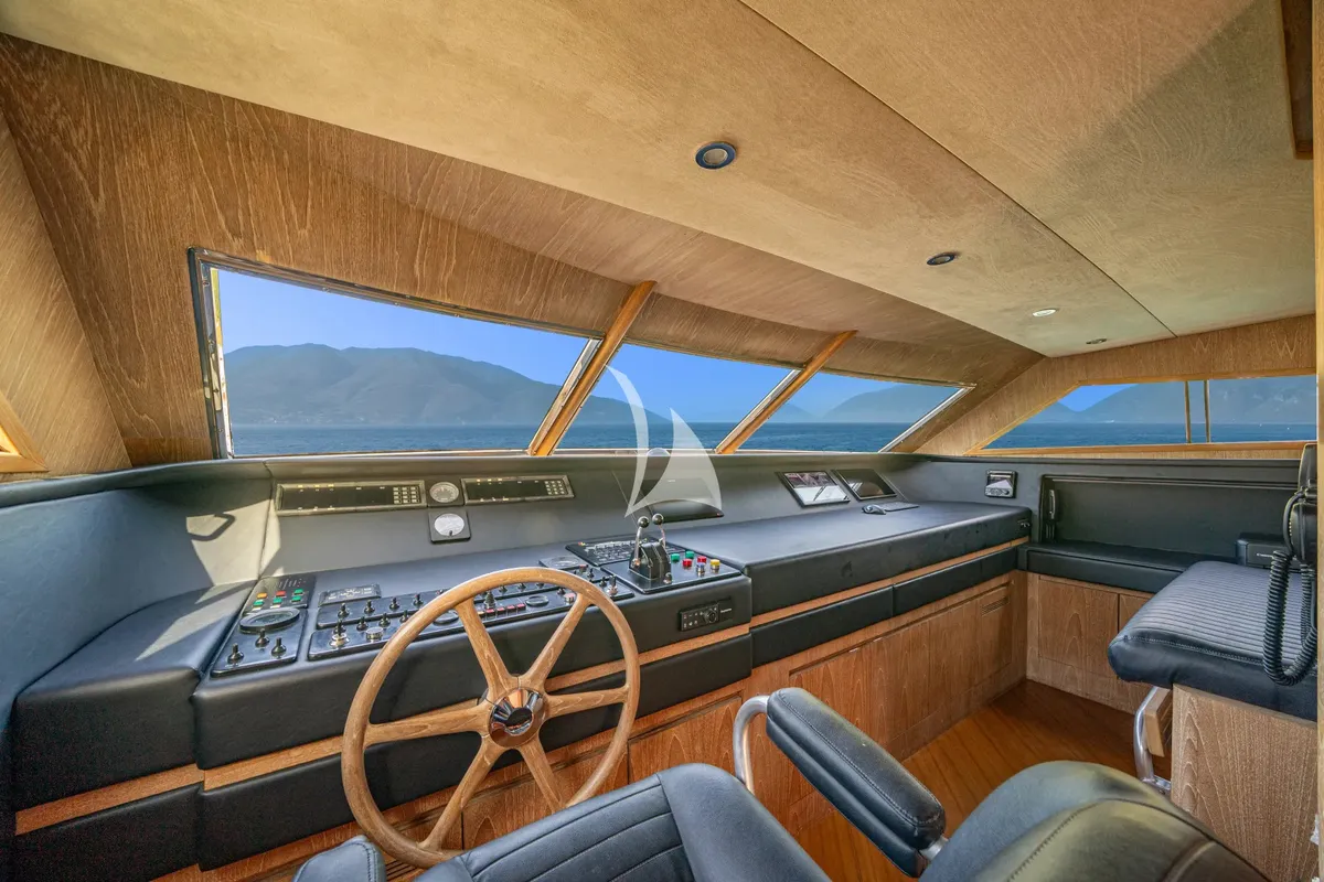 Cockpit of Opera, a Gulet x-reuse motor yacht at Sami Municipal Unit, Greece