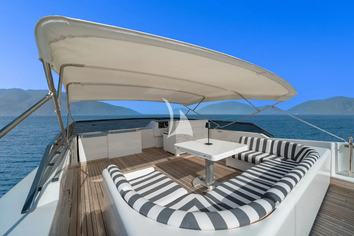 Deck of Opera, a Gulet x-reuse motor yacht at Sami Municipal Unit, Greece