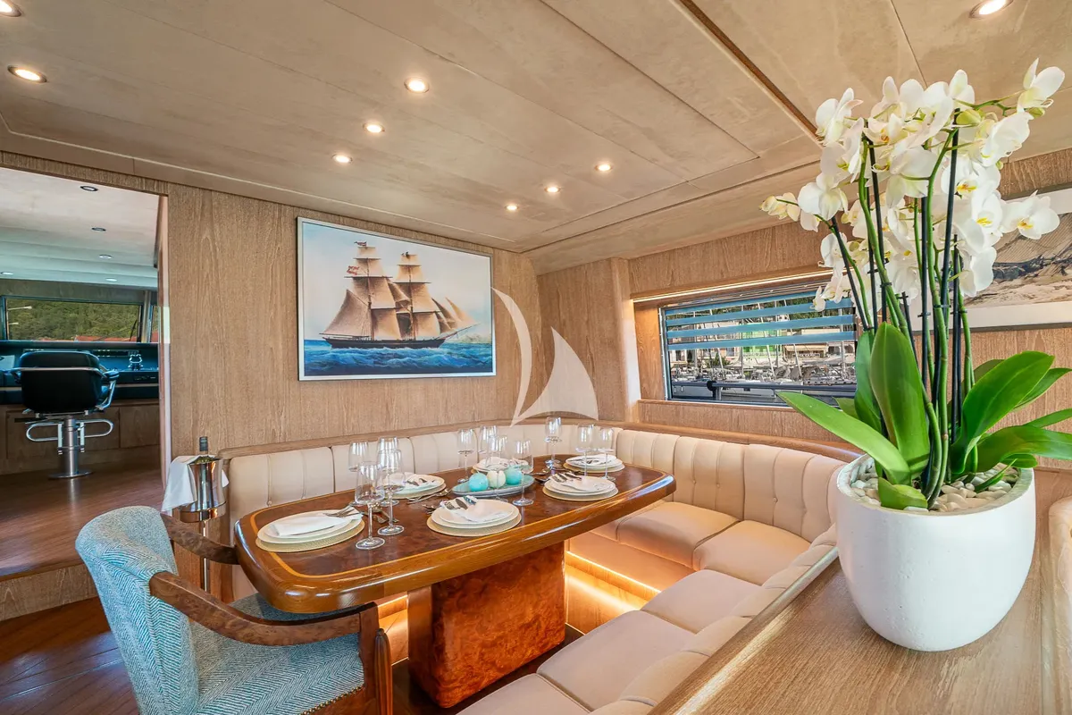 Salon of Opera, a Gulet x-reuse motor yacht at Sami Municipal Unit, Greece