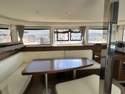 Salon of Zoe, a Lagoon 42 catamaran at Thessaloniki, Greece
