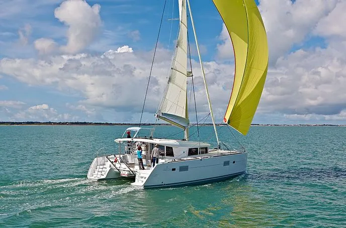 Exterior view of Ana, a Lagoon 400 S2 catamaran at Grad Kaštela, Croatia