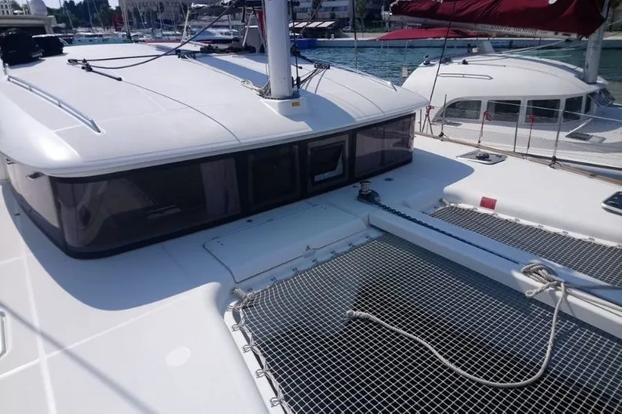 Deck of Ana, a Lagoon 400 S2 catamaran at Grad Kaštela, Croatia