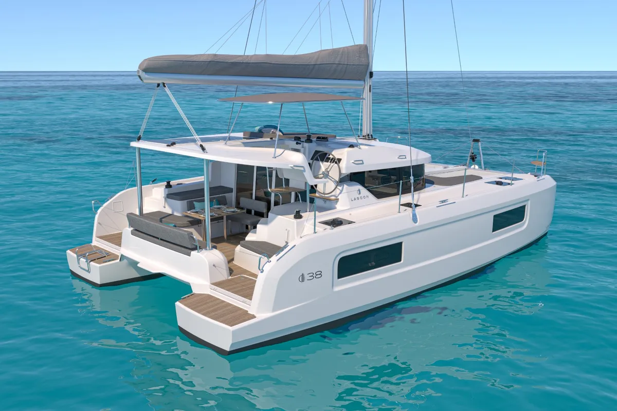 Idefix, a Lagoon 38 catamaran at Bonifacio (Bunifaziu), France