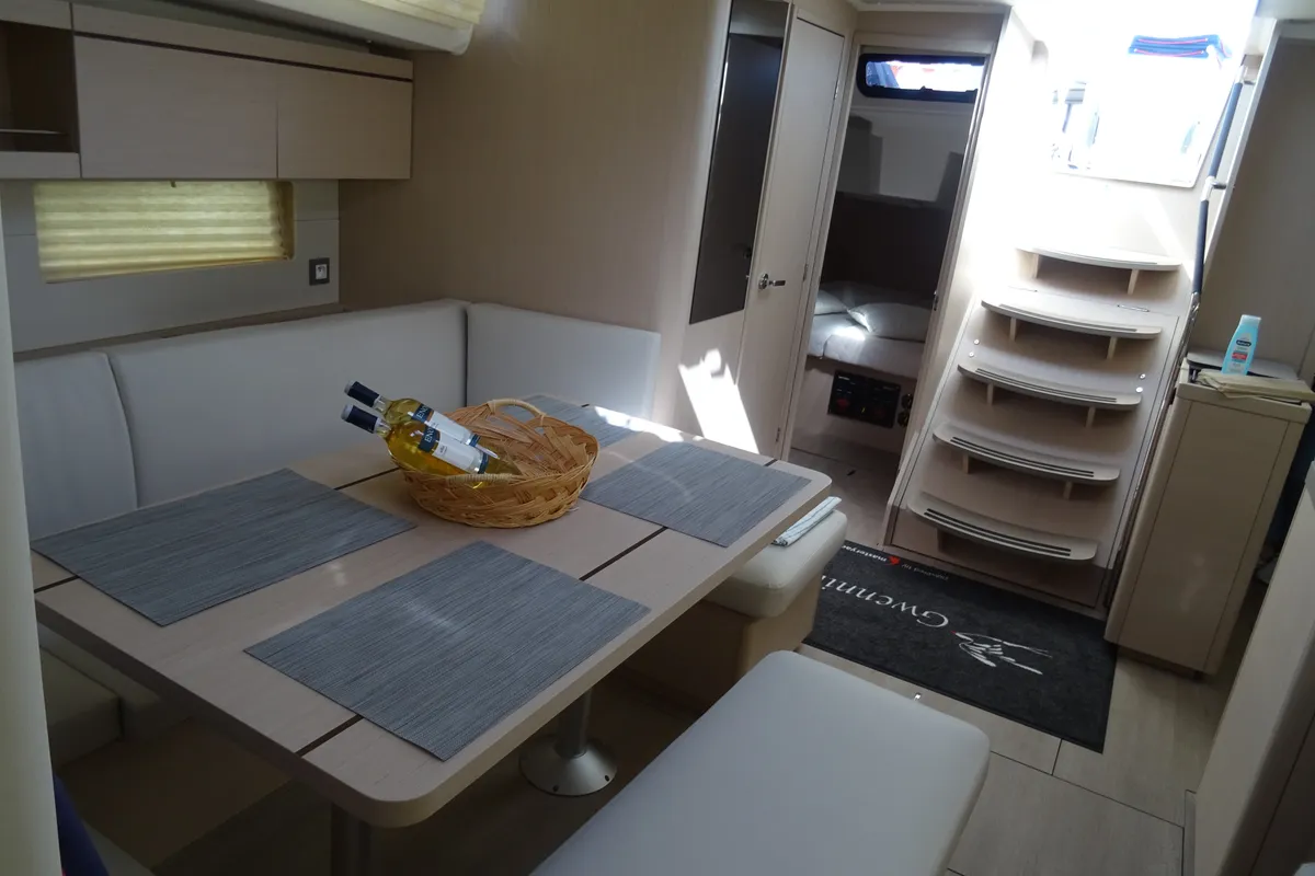 Salon of Gwennili/Owners Version, a Beneteau Oceanis 46.1 sailboat at Athens, Greece