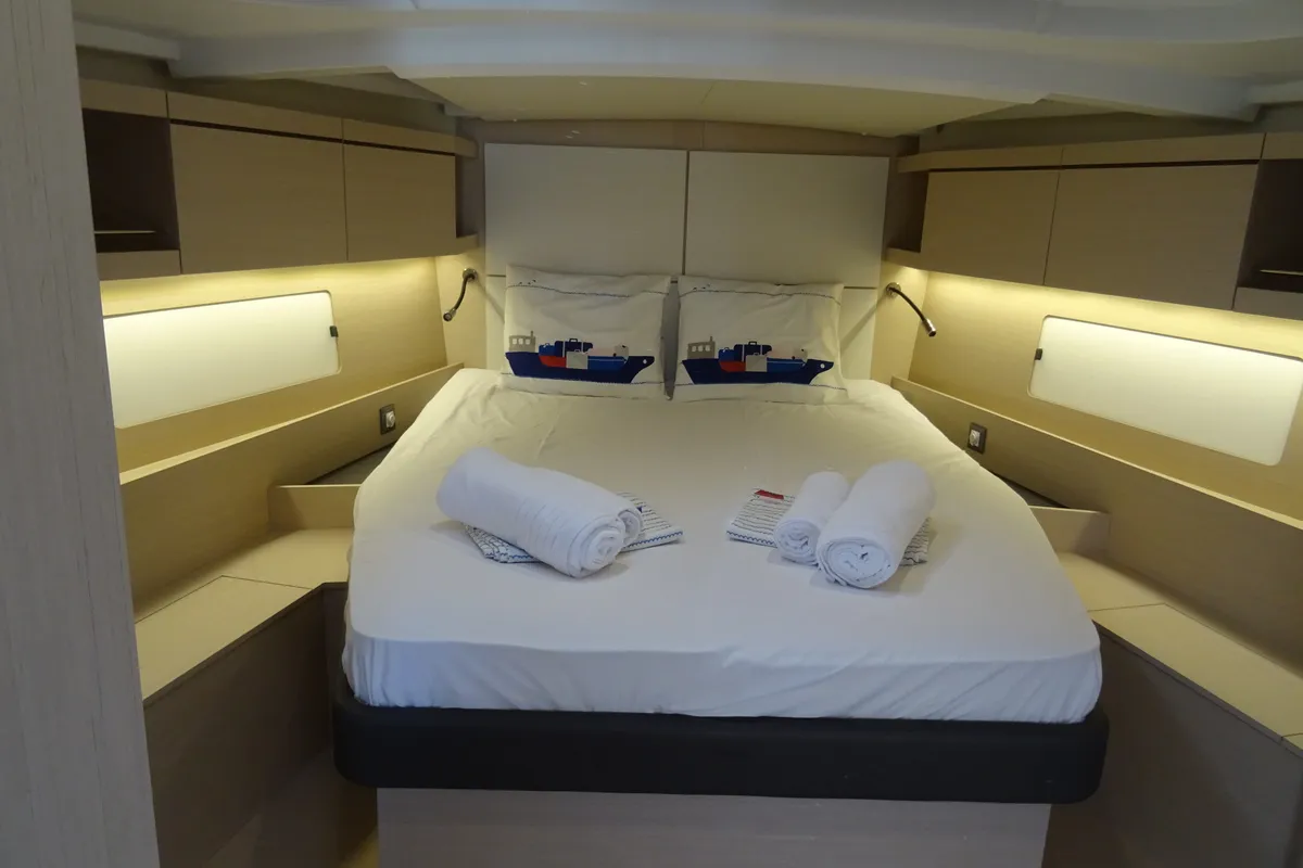 Cabin on Gwennili/Owners Version, a Beneteau Oceanis 46.1 sailboat at Athens, Greece