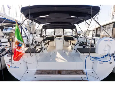 Cockpit of Persefone - Comfort line, a Beneteau Oceanis 46.1 sailboat at Olbia, Italy