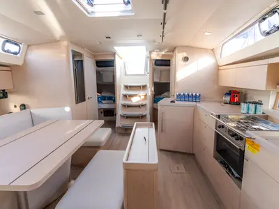 Salon of Persefone - Comfort line, a Beneteau Oceanis 46.1 sailboat at Olbia, Italy