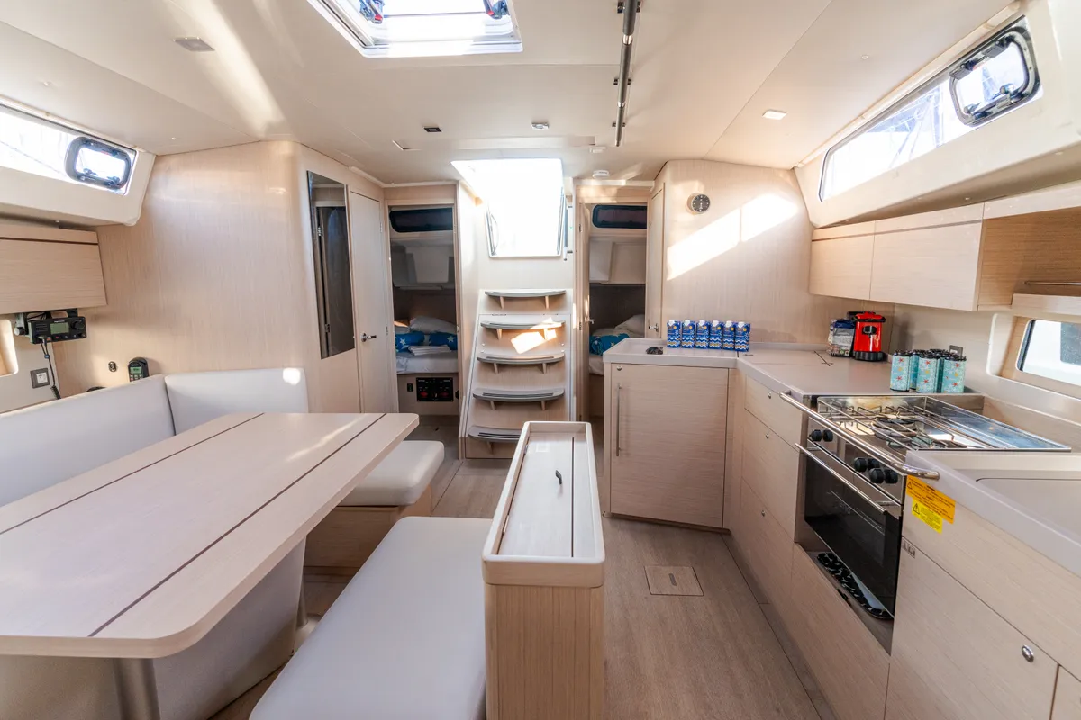 Salon of Persefone - Comfort line, a Beneteau Oceanis 46.1 sailboat at Olbia, Italy