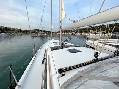 Deck of Kaja, a Dufour 430 GL sailboat at Grad Pula, Croatia