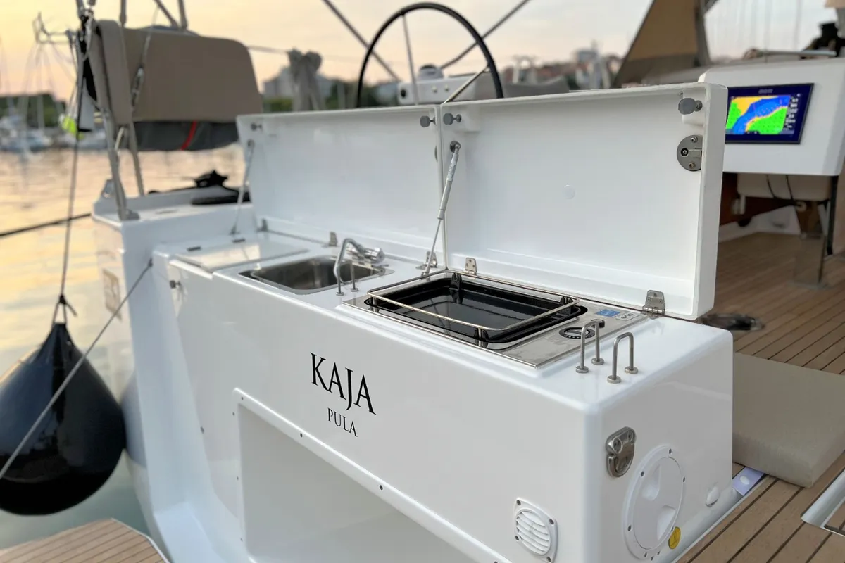 Kaja, a Dufour 430 GL sailboat at Grad Pula, Croatia