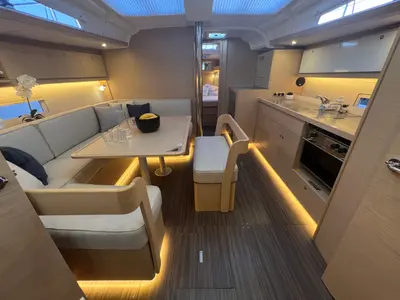 Salon of Kaja, a Dufour 430 GL sailboat at Grad Pula, Croatia