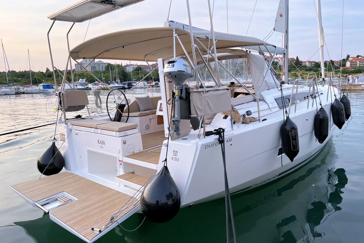 Kaja, a Dufour 430 GL sailboat at Grad Pula, Croatia