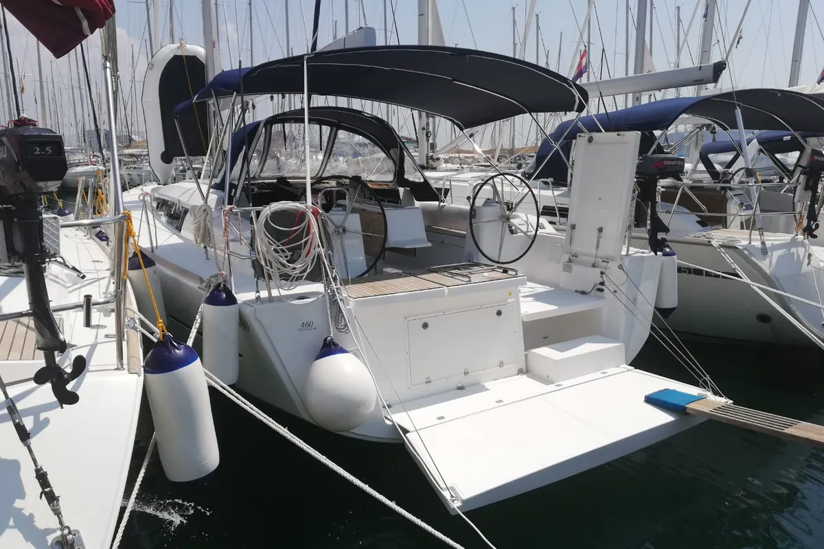 Exterior view of Arba, a Dufour 460 Grand Large sailboat at Općina Medulin, Croatia