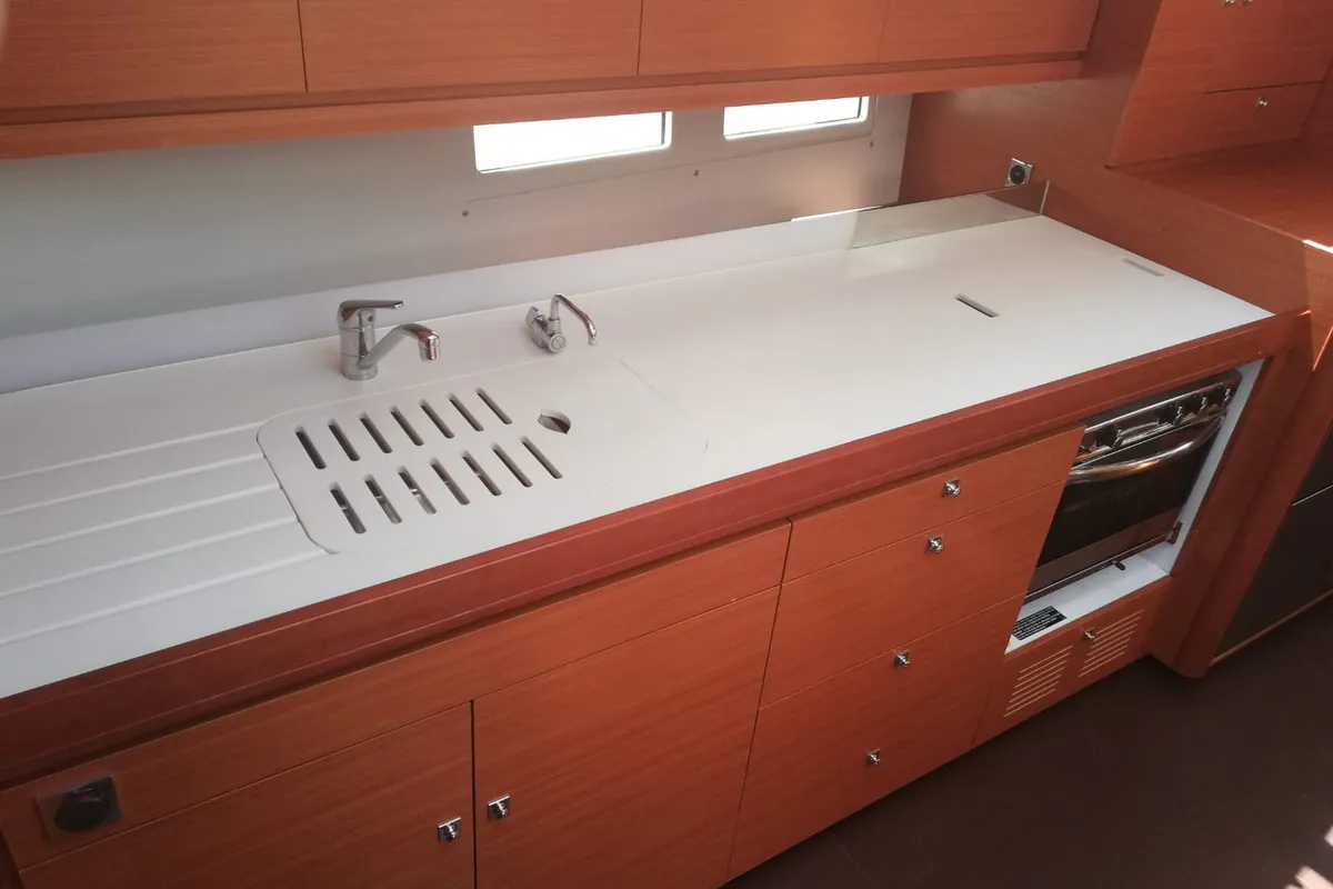 Galley of Arba, a Dufour 460 Grand Large sailboat at Općina Medulin, Croatia