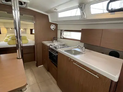Galley of Cocco, a Beneteau Oceanis 38.1 sailboat at Grad Šibenik, Croatia