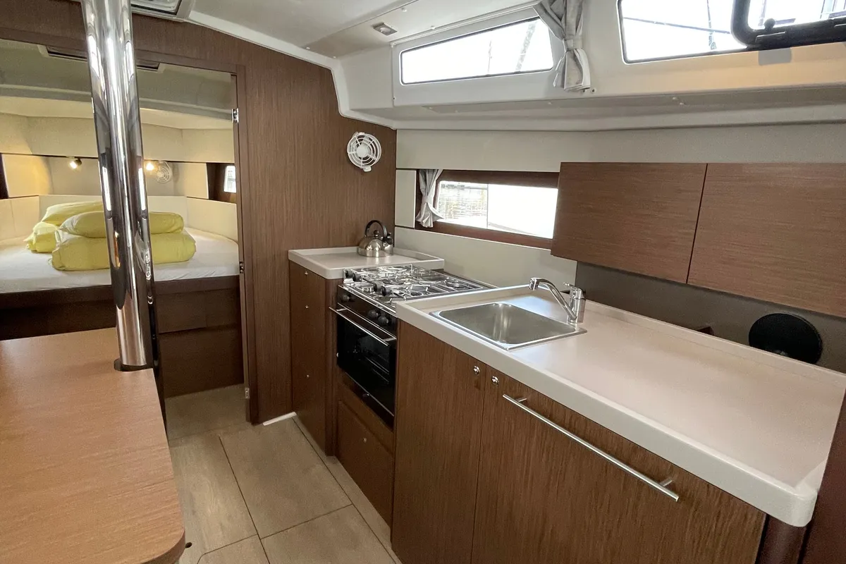 Galley of Cocco, a Beneteau Oceanis 38.1 sailboat at Grad Šibenik, Croatia