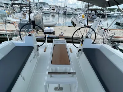 Cockpit of Cocco, a Beneteau Oceanis 38.1 sailboat at Grad Šibenik, Croatia